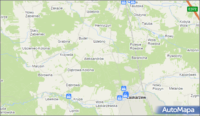 mapa Izdebno-Kolonia gmina Łaskarzew, Izdebno-Kolonia gmina Łaskarzew na mapie Targeo