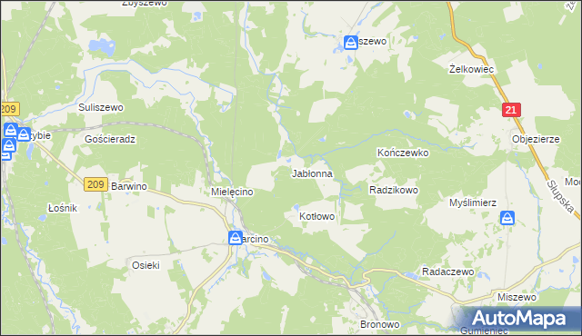 mapa Jabłonna gmina Kępice, Jabłonna gmina Kępice na mapie Targeo