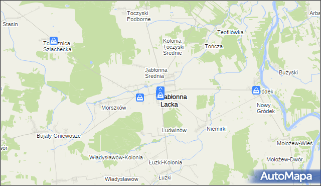mapa Jabłonna Lacka, Jabłonna Lacka na mapie Targeo