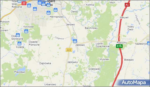 mapa Jabłowo, Jabłowo na mapie Targeo