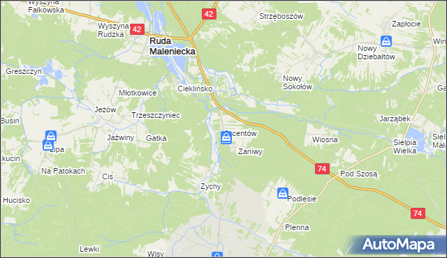 mapa Jacentów, Jacentów na mapie Targeo