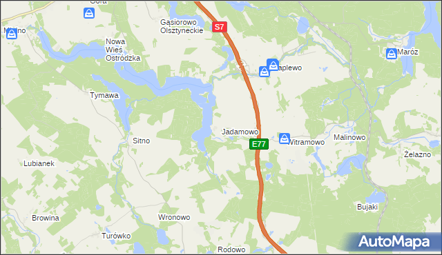 mapa Jadamowo, Jadamowo na mapie Targeo