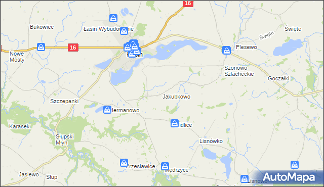 mapa Jakubkowo gmina Łasin, Jakubkowo gmina Łasin na mapie Targeo
