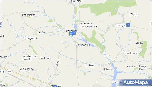 mapa Jakubowice gmina Wilków, Jakubowice gmina Wilków na mapie Targeo