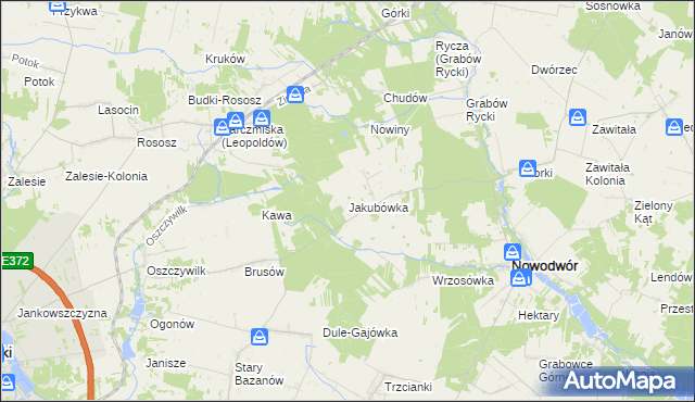mapa Jakubówka gmina Nowodwór, Jakubówka gmina Nowodwór na mapie Targeo
