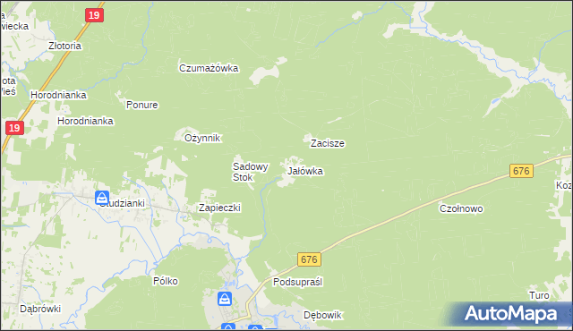 mapa Jałówka gmina Supraśl, Jałówka gmina Supraśl na mapie Targeo