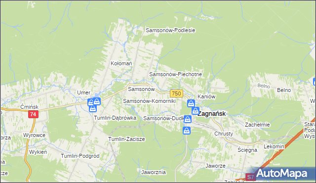 mapa Janaszów gmina Zagnańsk, Janaszów gmina Zagnańsk na mapie Targeo