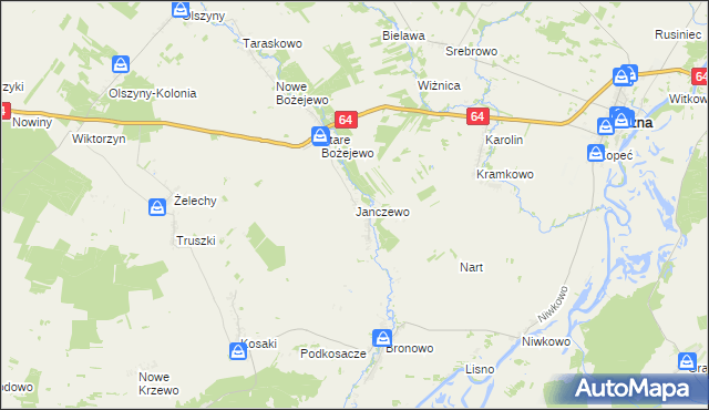 mapa Janczewo gmina Wizna, Janczewo gmina Wizna na mapie Targeo