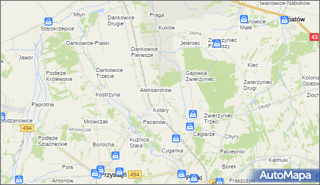 mapa Janiki, Janiki na mapie Targeo