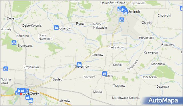 mapa Janików gmina Opatówek, Janików gmina Opatówek na mapie Targeo