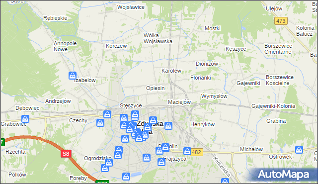 mapa Janiszewice, Janiszewice na mapie Targeo