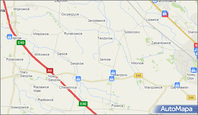 mapa Janków gmina Domaniów, Janków gmina Domaniów na mapie Targeo