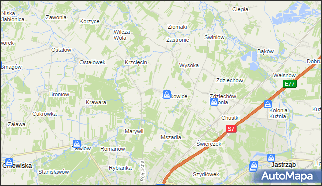 mapa Jankowice gmina Szydłowiec, Jankowice gmina Szydłowiec na mapie Targeo