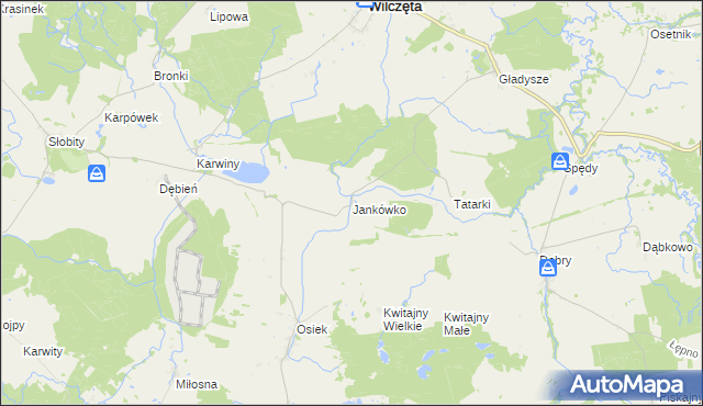 mapa Jankówko gmina Wilczęta, Jankówko gmina Wilczęta na mapie Targeo