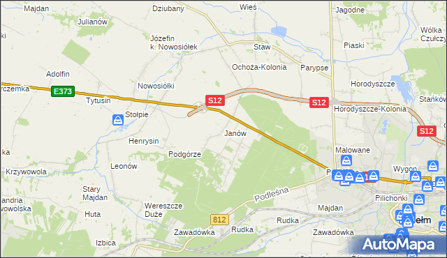 mapa Janów gmina Chełm, Janów gmina Chełm na mapie Targeo