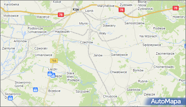 mapa Janów gmina Kije, Janów gmina Kije na mapie Targeo