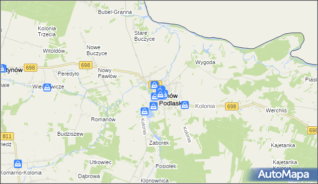 mapa Janów Podlaski, Janów Podlaski na mapie Targeo