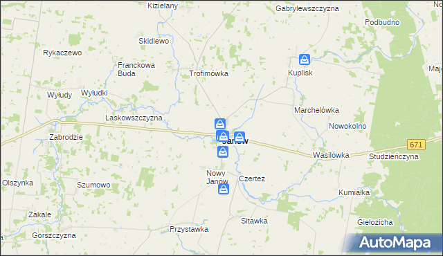 mapa Janów powiat sokólski, Janów powiat sokólski na mapie Targeo