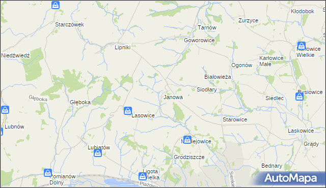 mapa Janowa gmina Otmuchów, Janowa gmina Otmuchów na mapie Targeo
