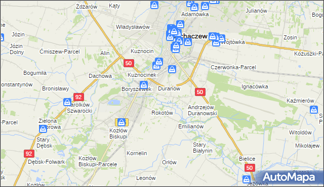 mapa Janówek Duranowski, Janówek Duranowski na mapie Targeo