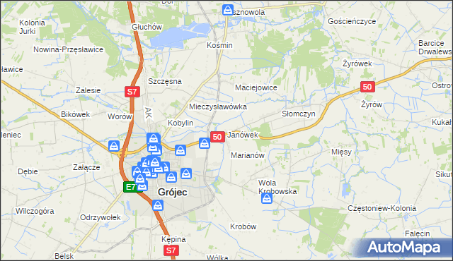 mapa Janówek gmina Grójec, Janówek gmina Grójec na mapie Targeo