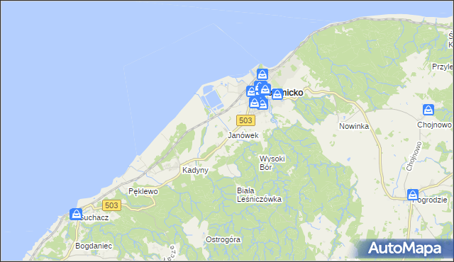 mapa Janówek gmina Tolkmicko, Janówek gmina Tolkmicko na mapie Targeo