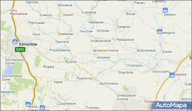 mapa Janowice gmina Samborzec, Janowice gmina Samborzec na mapie Targeo