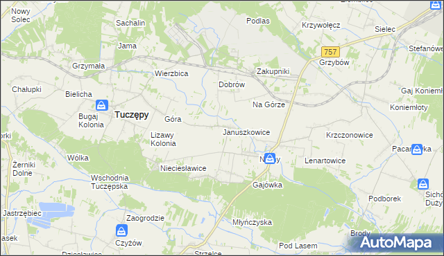 mapa Januszkowice gmina Tuczępy, Januszkowice gmina Tuczępy na mapie Targeo