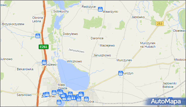 mapa Januszkowo gmina Żnin, Januszkowo gmina Żnin na mapie Targeo