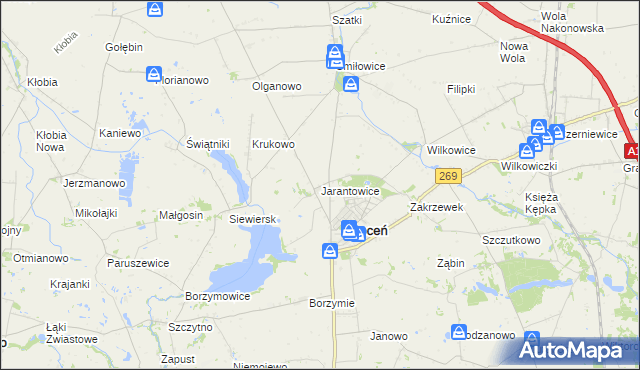 mapa Jarantowice gmina Choceń, Jarantowice gmina Choceń na mapie Targeo