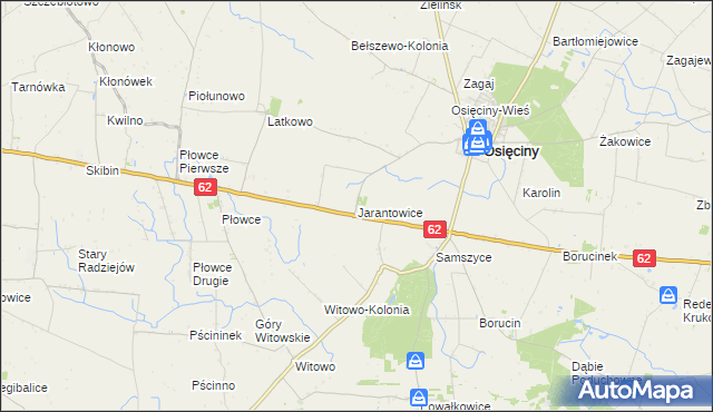 mapa Jarantowice gmina Osięciny, Jarantowice gmina Osięciny na mapie Targeo