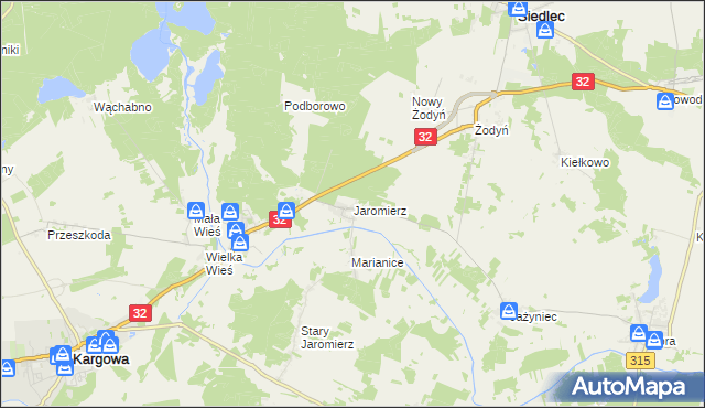 mapa Jaromierz gmina Siedlec, Jaromierz gmina Siedlec na mapie Targeo