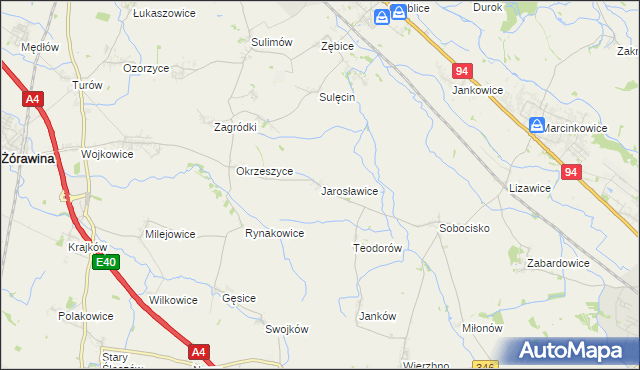 mapa Jarosławice gmina Żórawina, Jarosławice gmina Żórawina na mapie Targeo