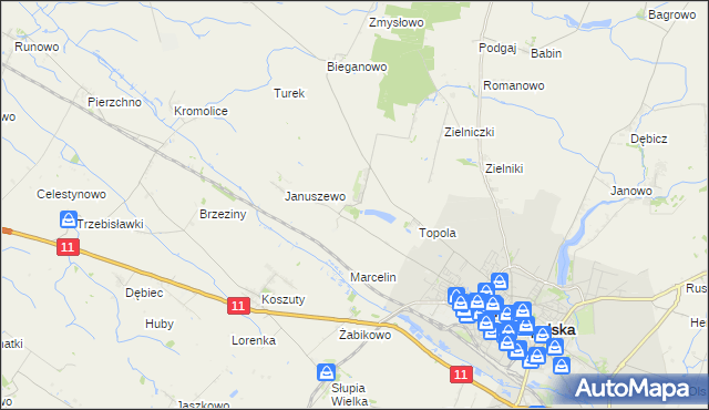 mapa Jarosławiec gmina Środa Wielkopolska, Jarosławiec gmina Środa Wielkopolska na mapie Targeo