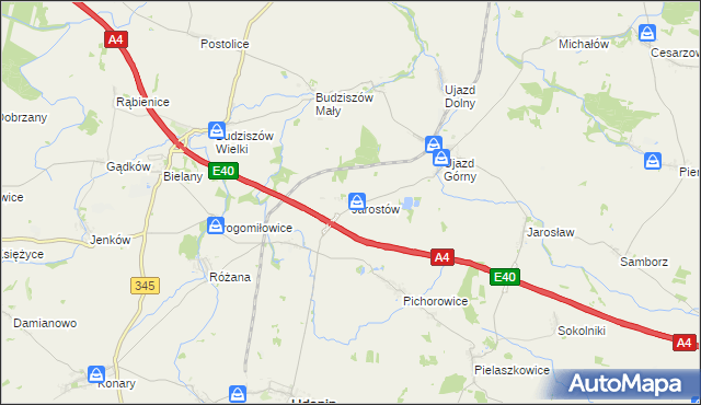 mapa Jarostów, Jarostów na mapie Targeo