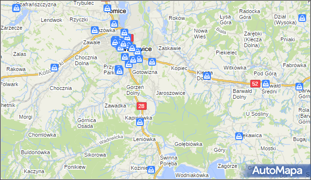 mapa Jaroszowice, Jaroszowice na mapie Targeo