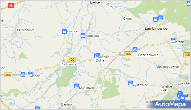 mapa Jasienica Dolna, Jasienica Dolna na mapie Targeo