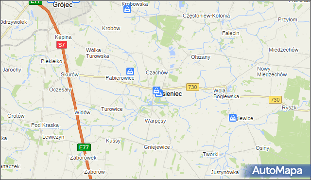 mapa Jasieniec powiat grójecki, Jasieniec powiat grójecki na mapie Targeo