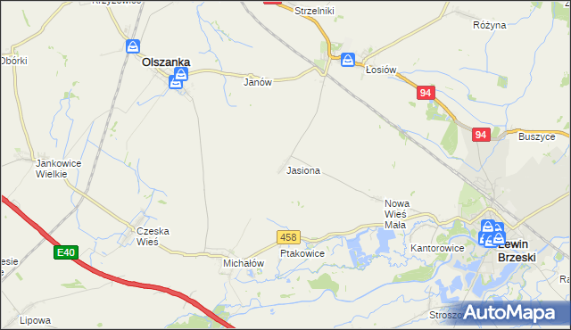 mapa Jasiona gmina Lewin Brzeski, Jasiona gmina Lewin Brzeski na mapie Targeo
