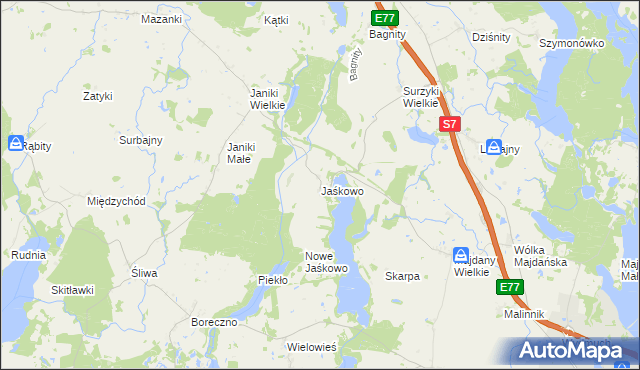 mapa Jaśkowo gmina Zalewo, Jaśkowo gmina Zalewo na mapie Targeo