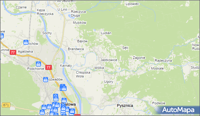 mapa Jastkowice, Jastkowice na mapie Targeo