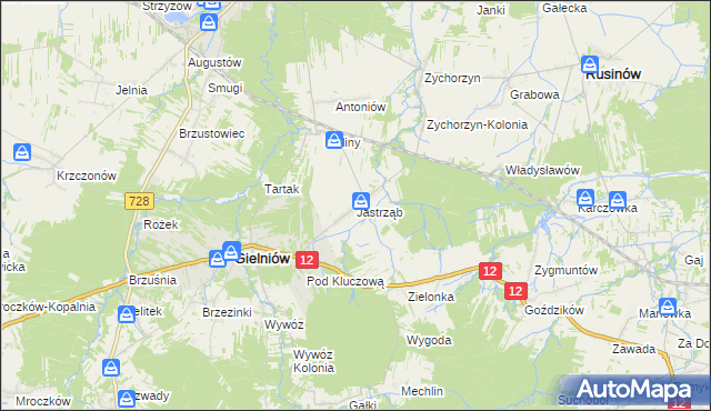 mapa Jastrząb gmina Gielniów, Jastrząb gmina Gielniów na mapie Targeo