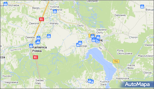 mapa Jastrząb gmina Poraj, Jastrząb gmina Poraj na mapie Targeo