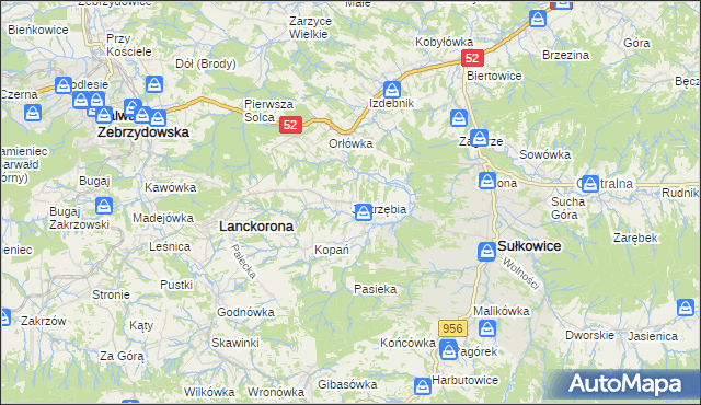 mapa Jastrzębia gmina Lanckorona, Jastrzębia gmina Lanckorona na mapie Targeo