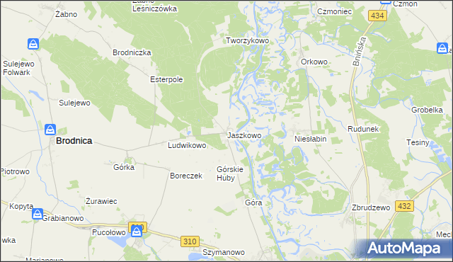 mapa Jaszkowo gmina Brodnica, Jaszkowo gmina Brodnica na mapie Targeo