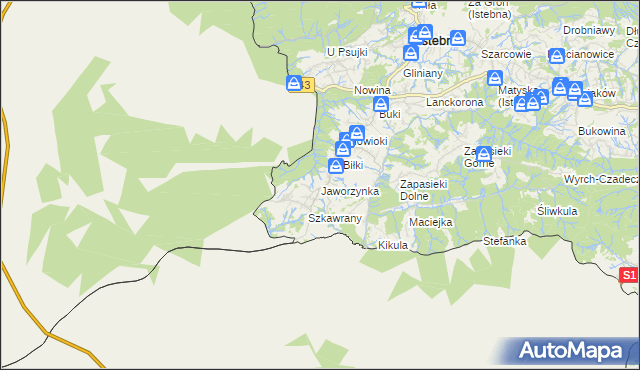 mapa Jaworzynka, Jaworzynka na mapie Targeo