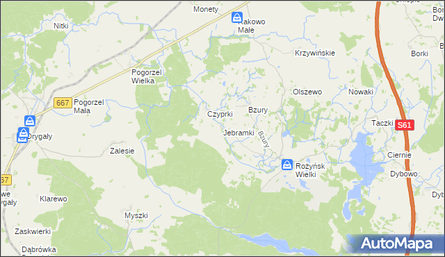 mapa Jebramki, Jebramki na mapie Targeo