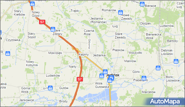 mapa Jedlanka gmina Jedlińsk, Jedlanka gmina Jedlińsk na mapie Targeo