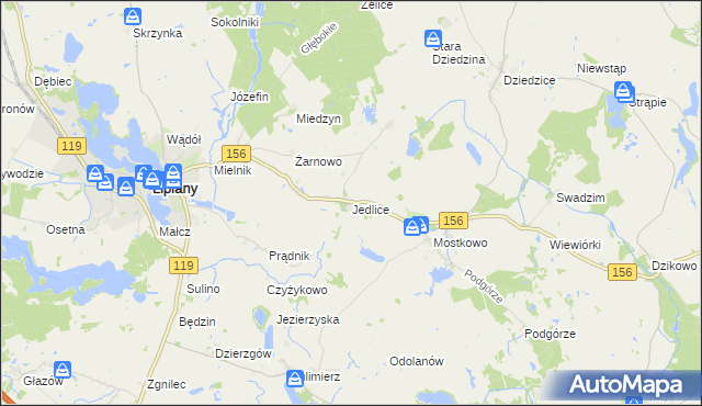 mapa Jedlice gmina Lipiany, Jedlice gmina Lipiany na mapie Targeo