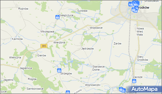 mapa Jędrzejów gmina Grodków, Jędrzejów gmina Grodków na mapie Targeo